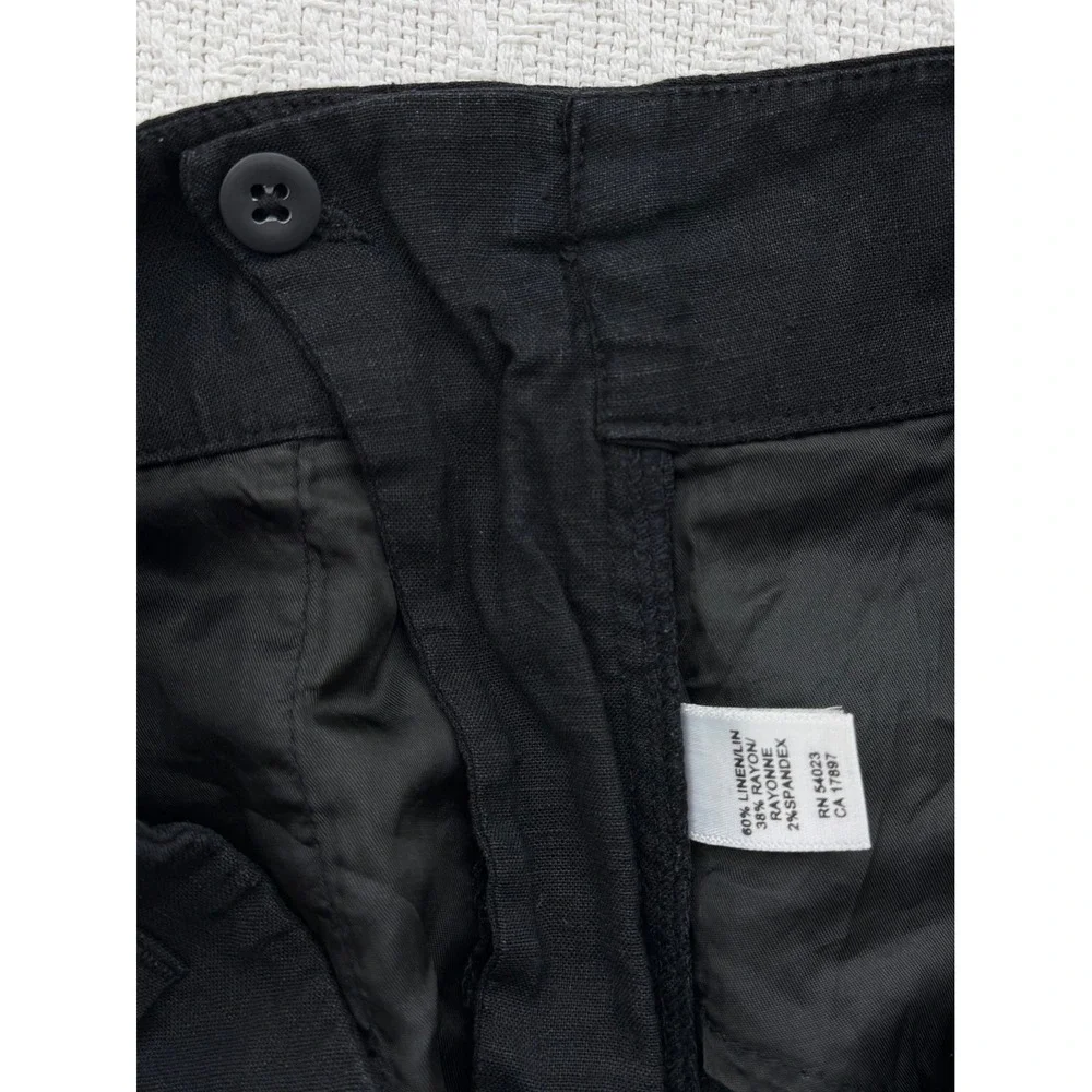 Banana Republic Harrison Black Stretch Linen Pants Straight Leg Mid Rise Size 2